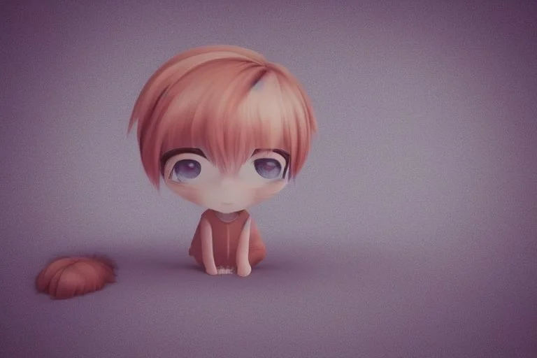 cute sad lonely 3D chibi girl