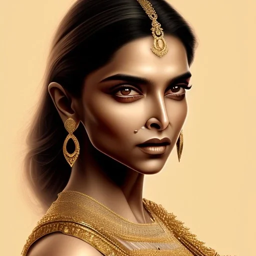 Golden goddess, beautiful deepika padukone portrait