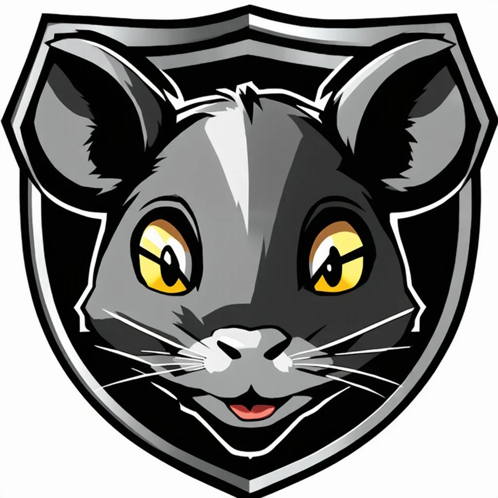 Rat face logo on a shield shape