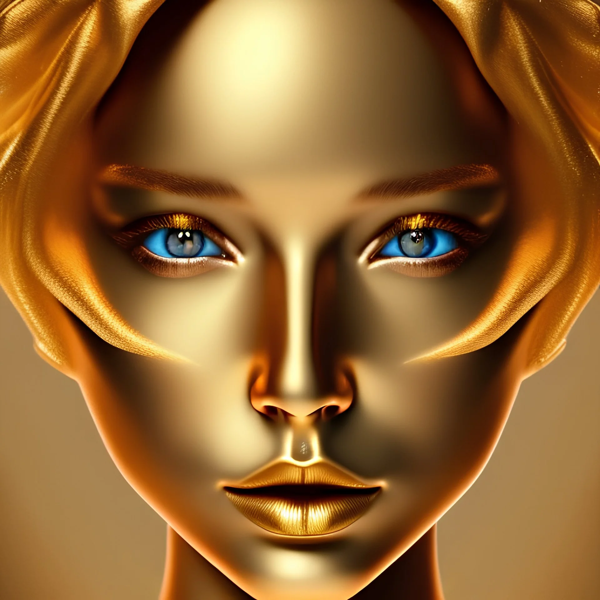 gold man, beautiful, soft, bue eyes, hight definition, 8k