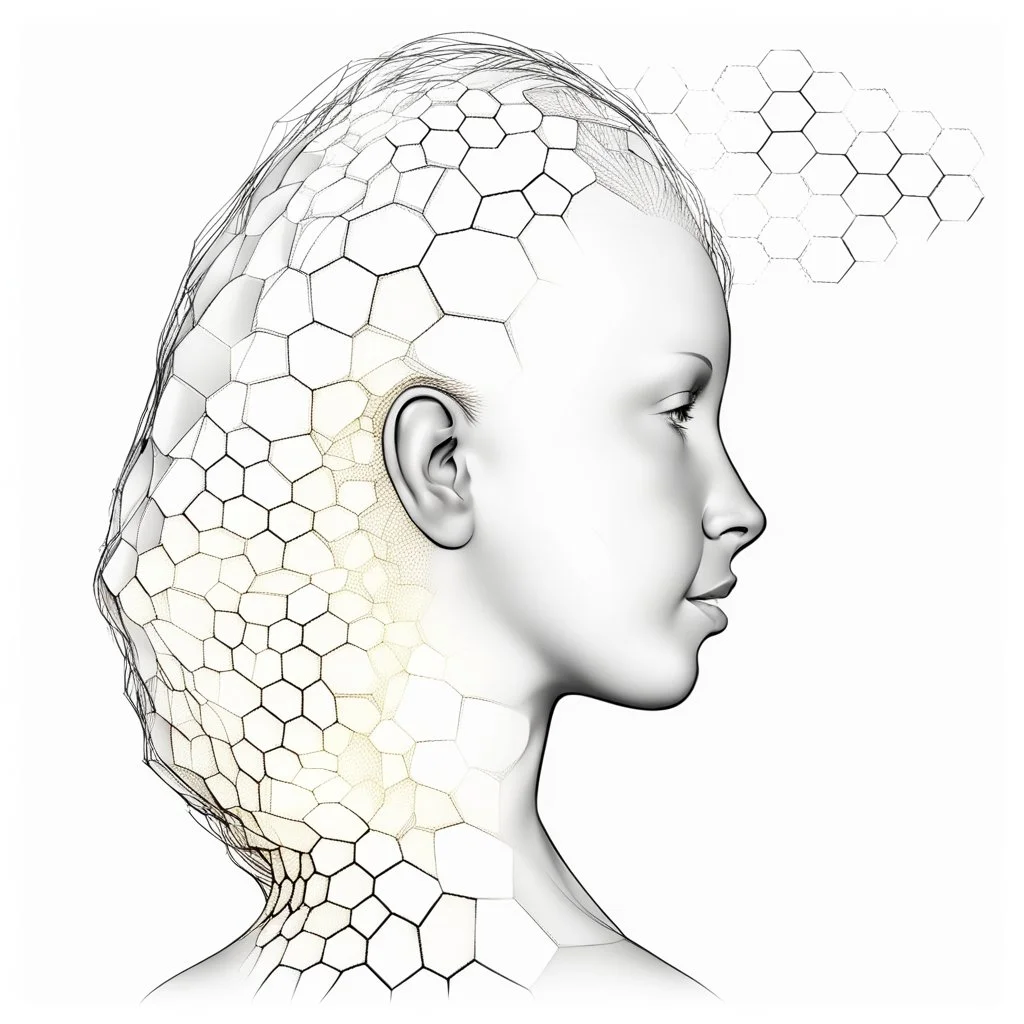 the structure of the hair bulb is drawn in the form of honeycombs from polygons