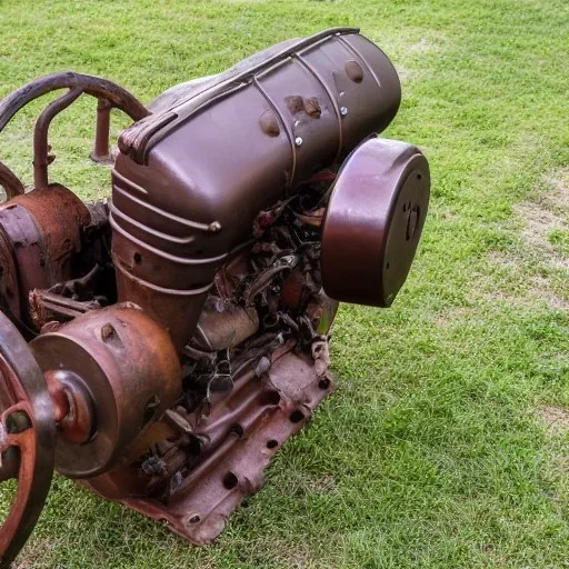 Old, small, simple, brown single-cylinder engine