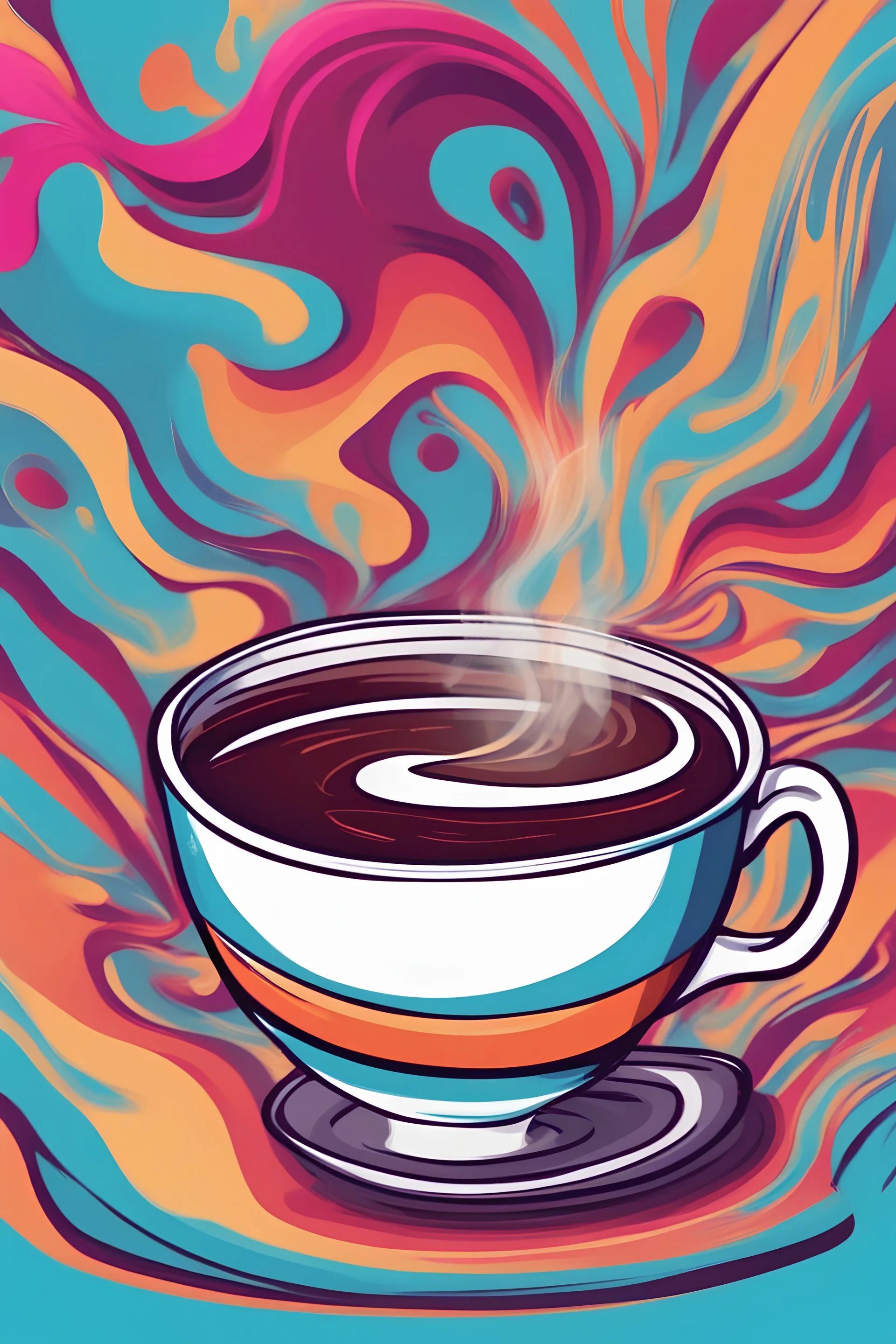 cup of coffee 4k, with steam, happiness 8k, bright colors,