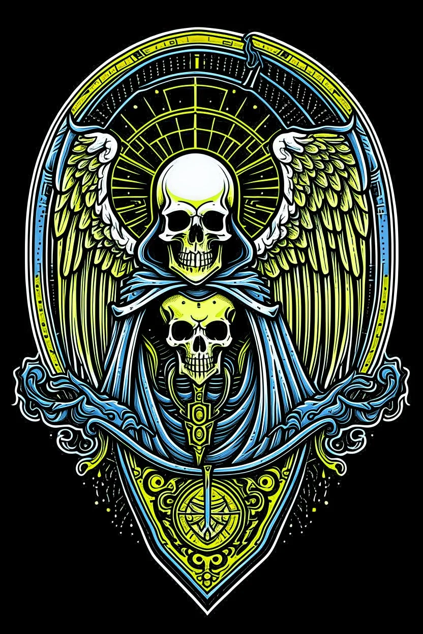 A coat of arms featuring the angel of death, science fiction