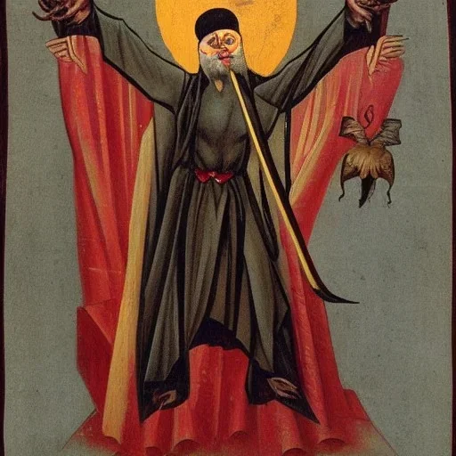 Russian Orthodox vampire bat with long arms