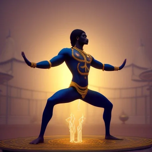 upper body of beautifull dark skinned dhalsim, yoga flame, delicate hands , one legged stretching artist with long hair in a yurt in the air, maze background , levitated lab equipment, 4k, Highly Detailed, Masterpiece, perfect eyes, Digital Illustration, Cinematic Lighting, Realistic, Sharp Focus, Centered, Beautifully Lit, Bioluminescent by Stanley Artgerm Lau