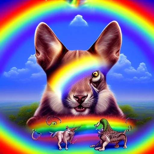 Animals go over the rainbow bridge after death
