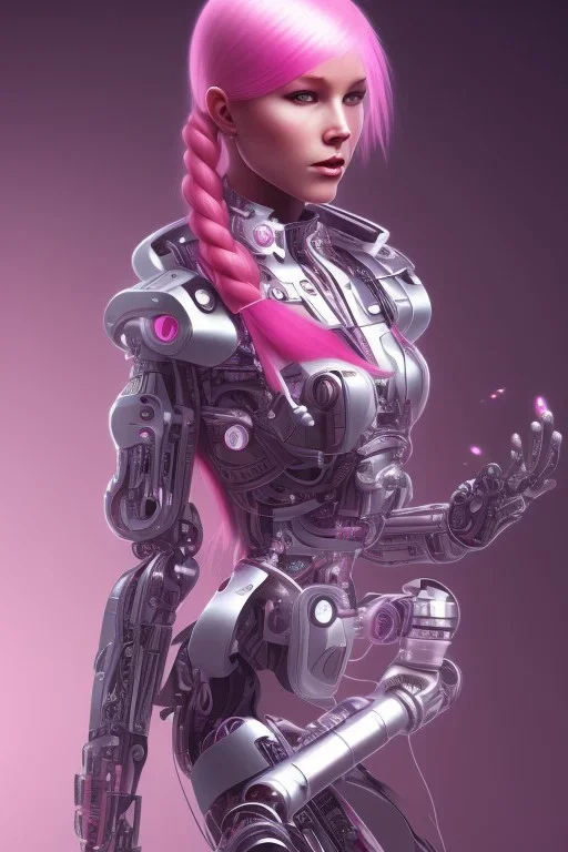 cyborg, pink hair,seven