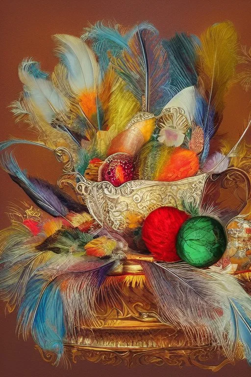 Still life with feathers and gems highly detailed digital painting elegant intricate very attractive beautiful award winning fantastic view crisp quality very cute acrylic art in sunshine