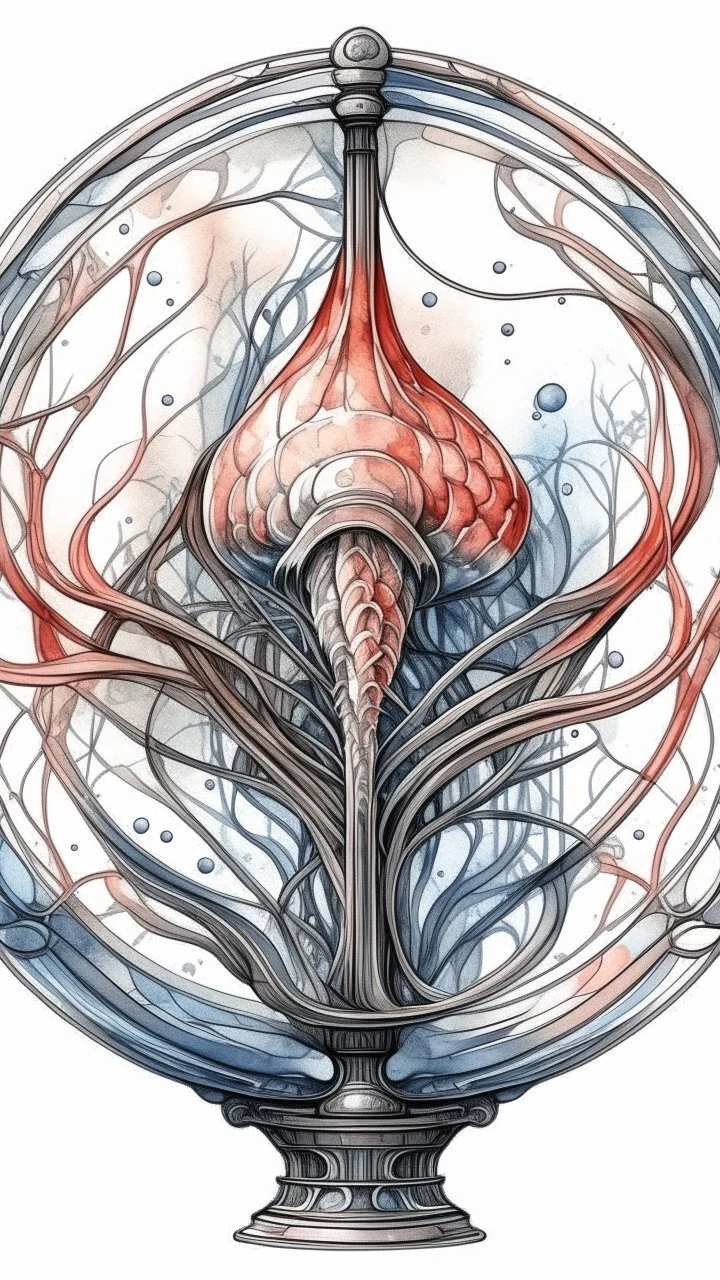 Create a fish in side a crystal ball with a smear . watercolor drawing fine line draw