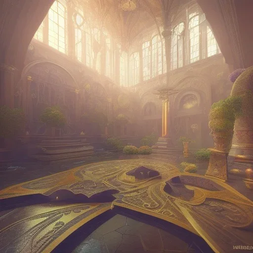 School of learning magical arts, whole building, mysterious, celestial ambience, soft lighting, unreal engine 5 volumetric lighting, intricate details, realistic style, 8k resolution