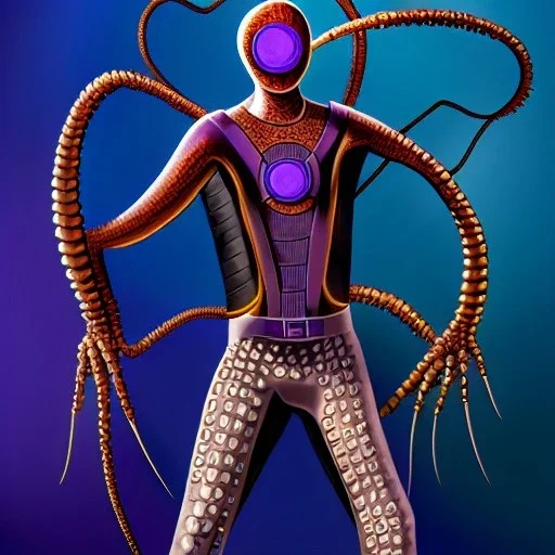 ultra detailed fullbody portrait of Doctor Octopus villain , extremely detailed digital painting, extremely detailed face,crystal clear eyes, in the style of robert e howard and pablo oliveira and Ken Kelley and Keith Parkinson ,mystical colors,perfectly centered image, perfect composition, rim light, beautiful lighting,8k, stunning scene, raytracing