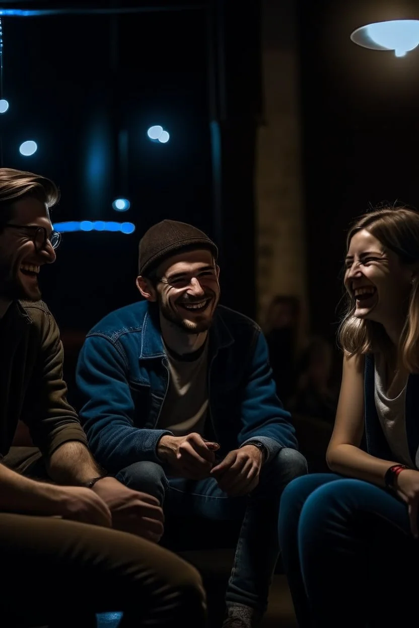 Epic cinematic shot gece oturmuş gülüşecek birbirleri işe sohbet eden kısa saçlı kızlar maç 2