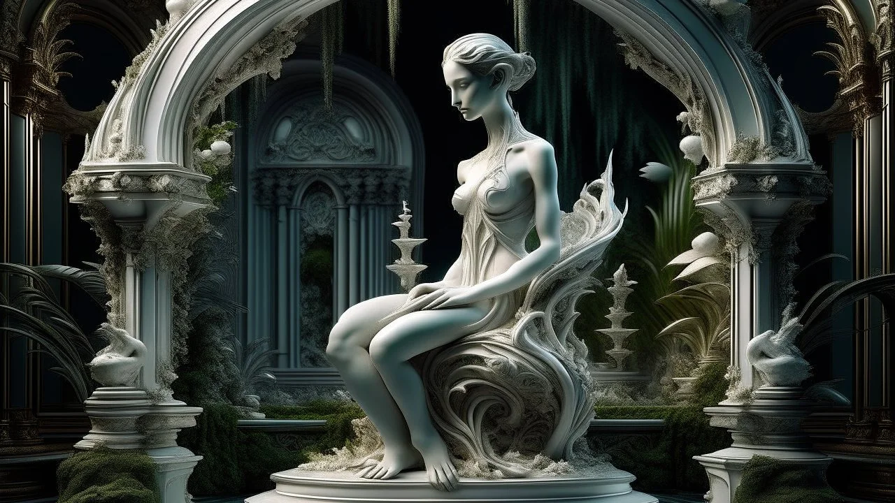 sculpture, relaxation, luxury, dream world, calm beauty, symmetry, fantasy world, magic, beautiful composition, exquisite detail