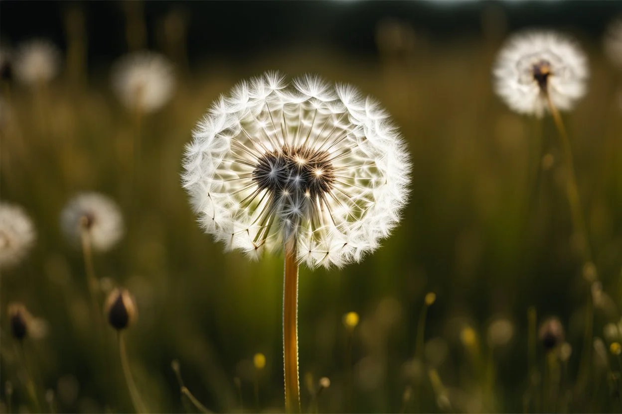 WINDY , summer, harmony, close up dandelion, fibonachy, etheral, beauty, stunning landscape