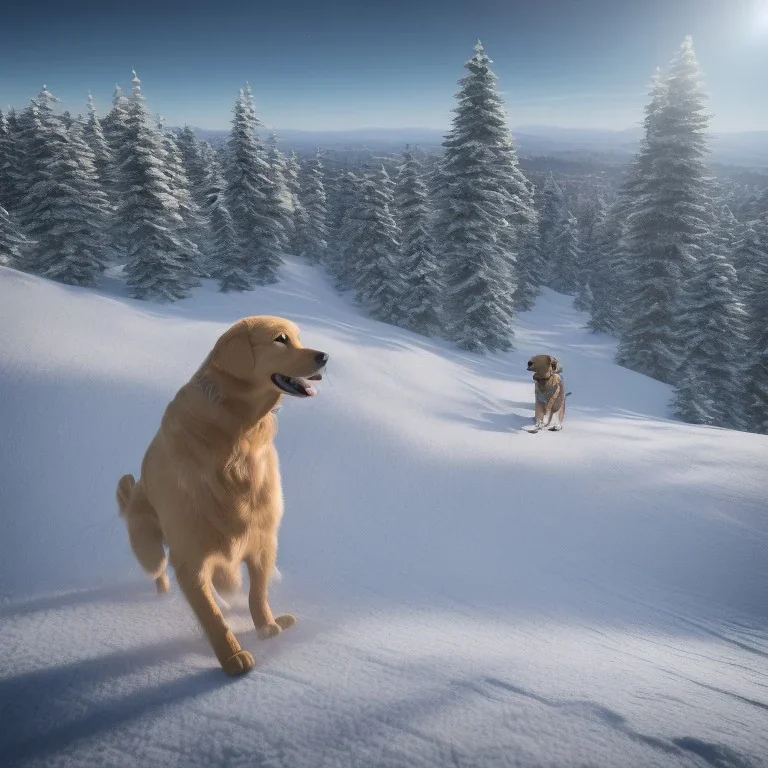 golden retriever skiing in the Carmel mountains