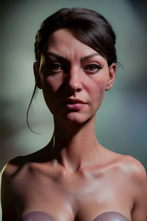 Realistic image, waist up portrait, hybrid made up of a woman, the muppet head replaces the human one ,concept art, smooth, unreal engine 5, god lights, ray tracing, RTX, lumen lighting, ultra detail, volumetric lighting, 3d, finely drawn, high definition, 4k.