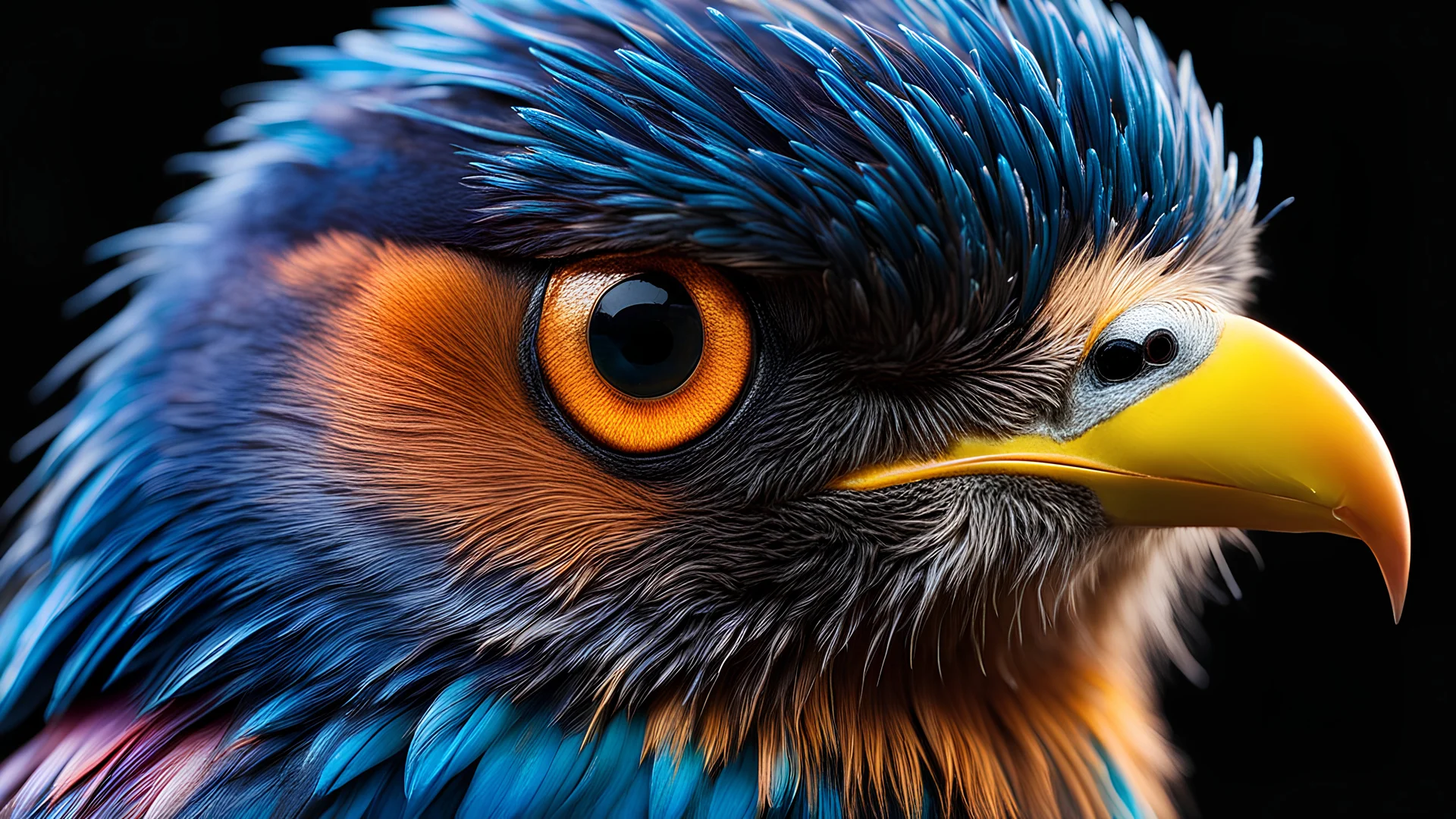 a colorful bird with glowing eyes on a transparent background, Miki Asai Macro photography, close-up, hyper detailed, trending on artstation, sharp focus, studio photo, intricate details, highly detailed, by greg rutkowski