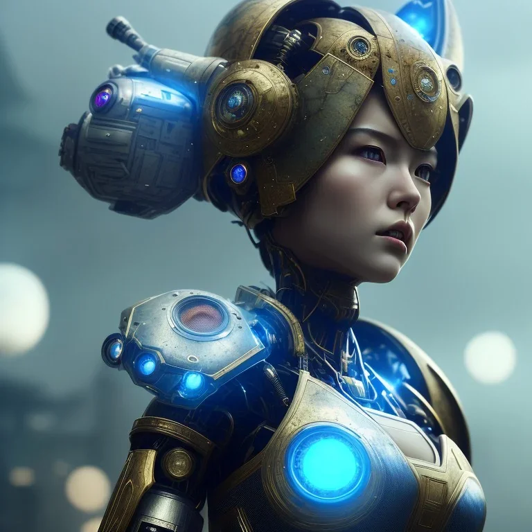 portrait,hitomi tanaka robot, wearing valkyria, post-apocalyptic in a football stadium, realistic, intriacte detail, sci-fi fantasy style, volumetric lighting, particales,highly detailed,cinamatic, deep colours,8k