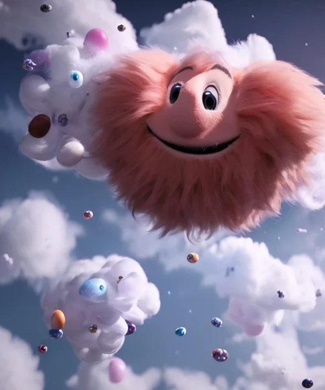 Ultra realistic speed clouds sky scene, wide angle view, strong men falling down with many Childs background, circus dress style, feather color, free jumping flying, many trinkets, hair monster, many jelly beans, balls, color smoke, smile, happy, extreme, wind, clouds sea, 20,000 feet altitude, stratosphere, soft color, highly detailed, unreal engine 5, ray tracing, RTX, lumen lighting, ultra detail, volumetric lighting, 3d, finely drawn, high definition, high resolution.