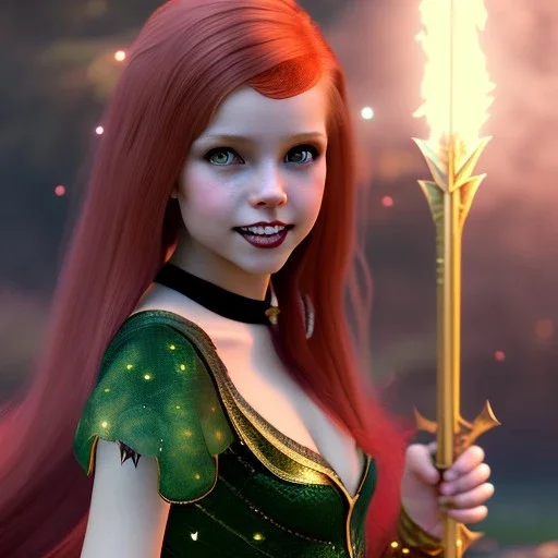 Attractive teenage girl with red hair with golden highlights, who is dressed like a witch casting a spell with a quarterstaff, magic is in the background, green eyes, teeth not visible, background is realistic space, goth girl dress, full body portrait, arm colors gradient effect into stars, rendered, unity 3d, unreal engine, dslr, hdr, 4k, edited, photorealistic, normal number of appendages, freckles, artists rendering