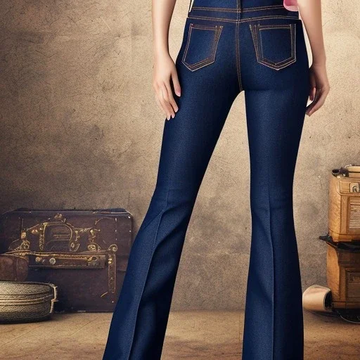 Poster of woman wearing Lee bootcut flex motion jeans, back pockets