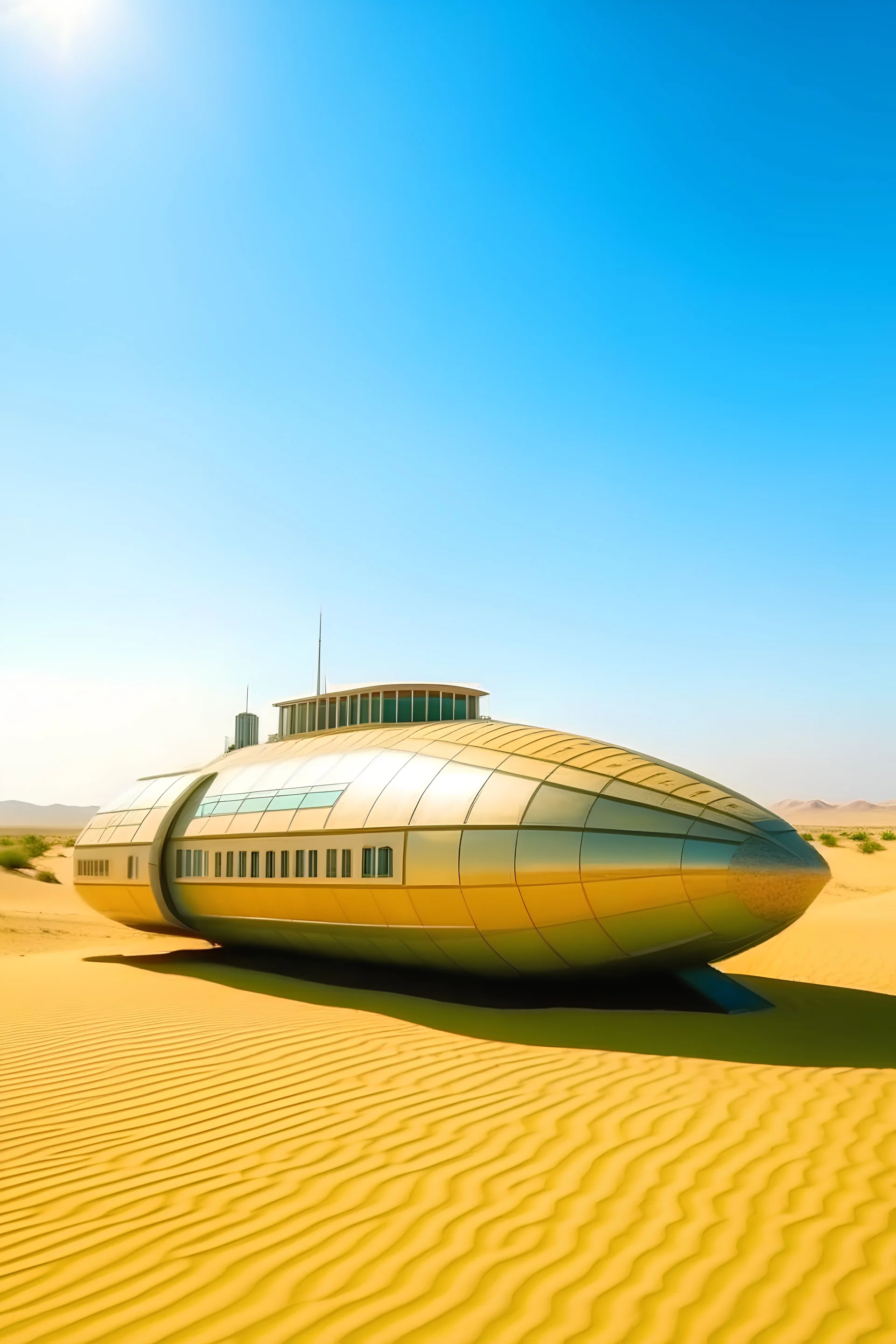 A space boat in the desert of the State of Kuwait