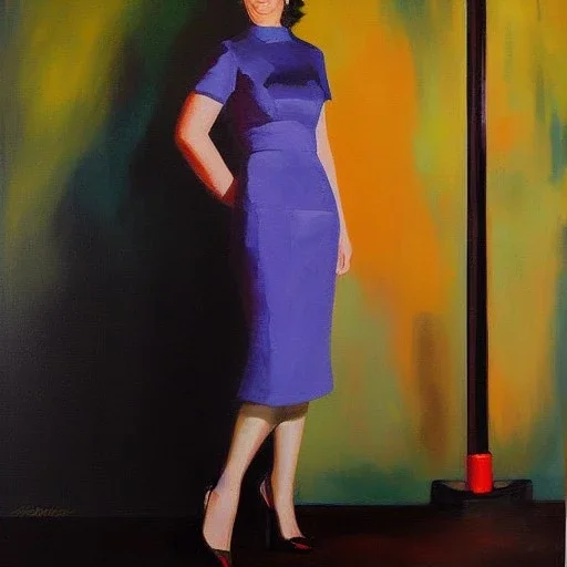 Full body portrait, painting, medium shot lady FrutigerAero