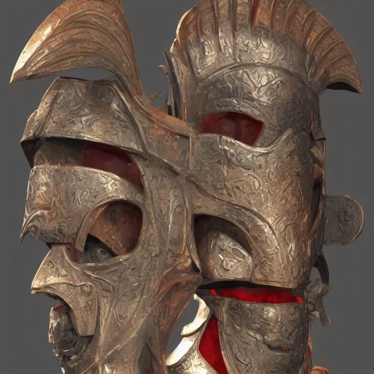 ciborg portrait japanese style warrior mask 3D blender colorfull