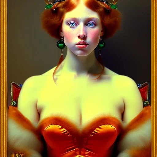 fullbody portrait of beautiful young busty atletic amazon Redhead woman with big Green sad eyes by Jean Auguste Dominique Ingres 8k