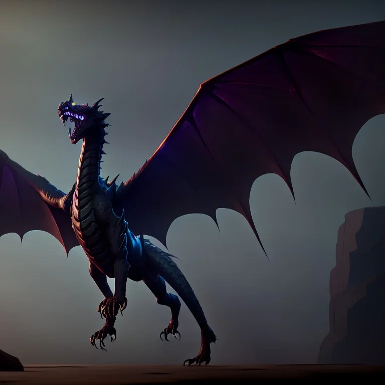 A huge full body black dragon real, 8k,3d