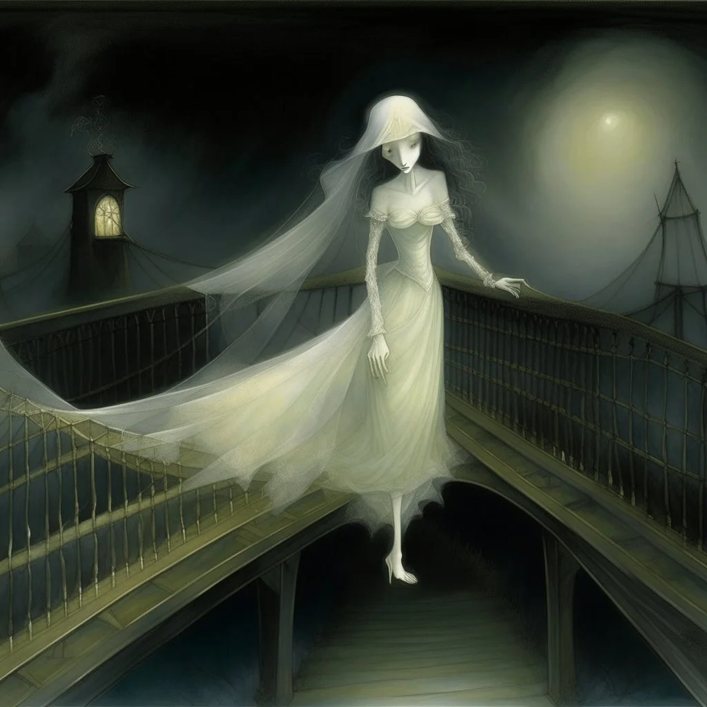 THE GHOST IS STILL DANCING AT NIGHT ON THE OLD COUNTRY BRIDGE. . Leonor Fini. Fiona Staples