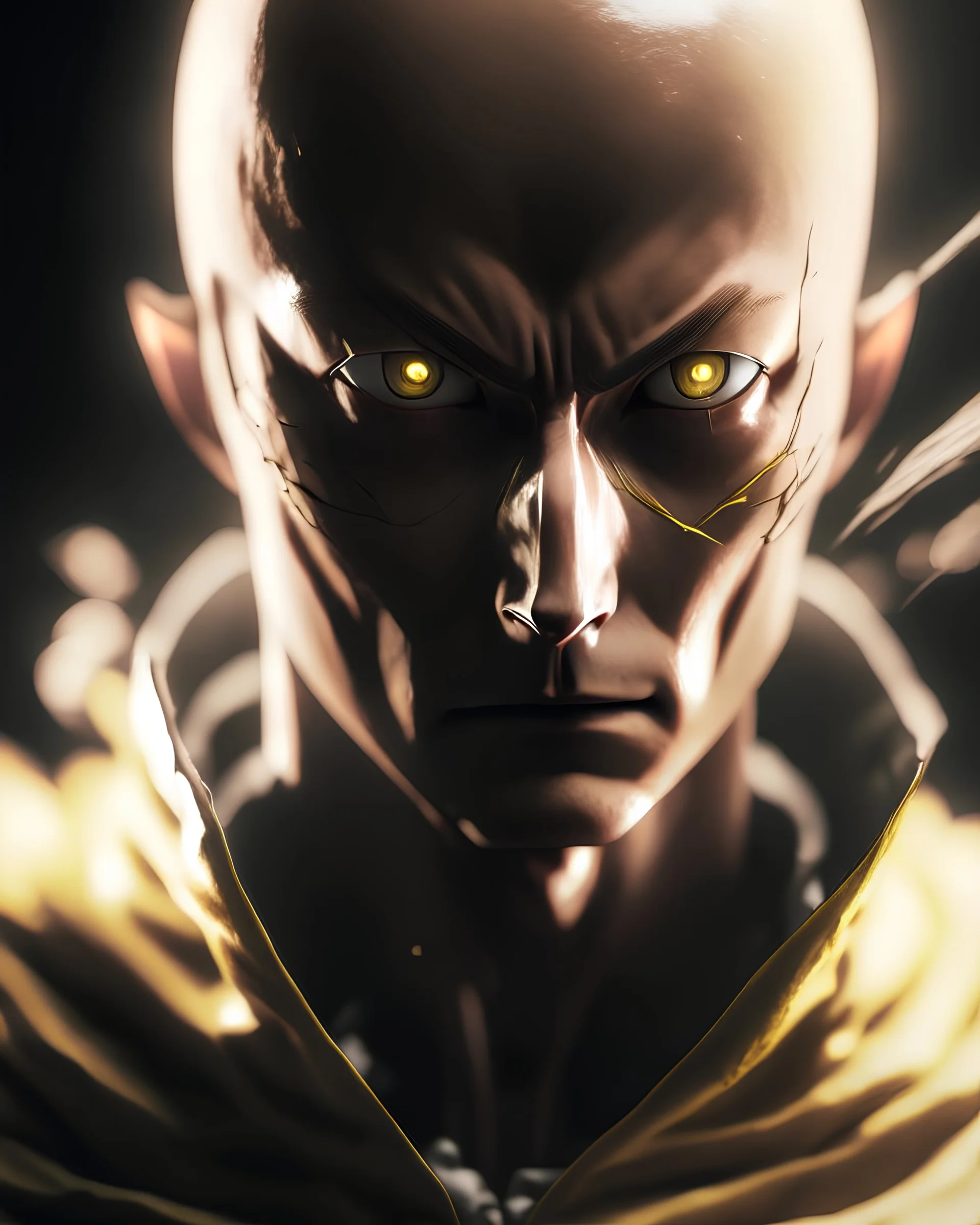 Saitama from one punch man, Hyperdetailed, cinematic lighting , hdr, dtm, full hd, 8k, ultra detailed, by anna dittmann, by Yoshitaka Amano, by stefan gesell, realism, superb