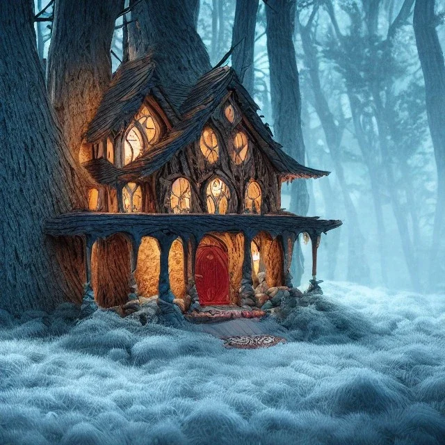 the most stunning, intricate witch house made of crushed rock candy, frosting, gingerbread, rainbow sprinkles, in a gloomy forest, high-quality, ultrafine-detail, 8k resolution, 3d octane render, digital art, detailed matte, close up, enchanting