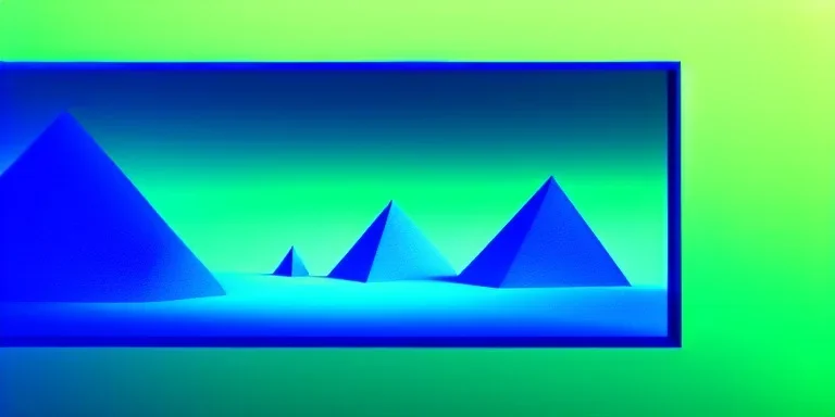 3d rendering. Abstract futuristic neon background. Fantastic landscape with glowing geometric triangular frame and mountains