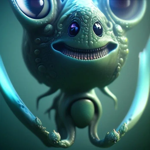 Cute fluid ink creature, big black eyes, unreal engine 5, 8k resolution, photorealistic, ultra detailed, by greg rutowski