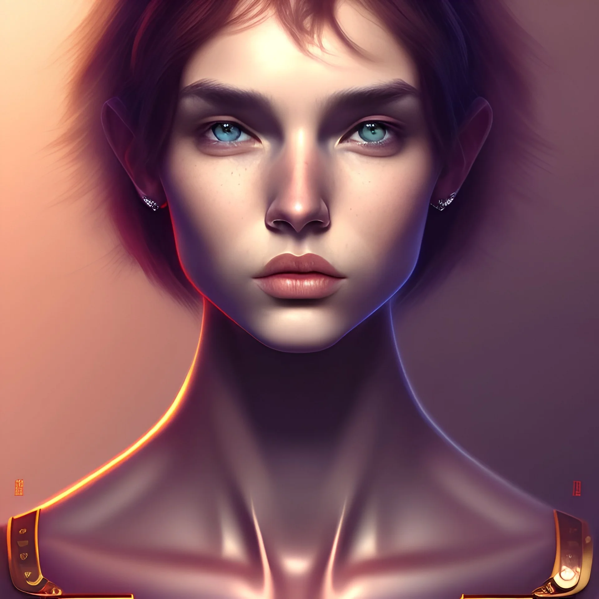 portrait of yohan diniz, fast walker, as a young cute feminine woman, short hair