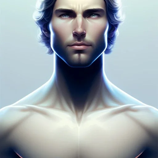 artgerm, joshua middleton comic cover art, pretty handsome man superhero, very pale white skin, asymmetrical black spot covering left eye only, no spot right eye white around right eye