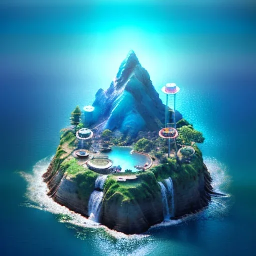 The Isometric Glass Tall Box Mini Model Little Real Island Mixed Water Fall rainbow Under Ocean Sunshine Summer Background Blue Sea, The Last Of Us / Avatar, Octane Render / ZBrush, Cinematic, IMAX Film, Nikon D750, 16K, Autostereoscopy, Anthropomorphic, Golden Ratio, Geometry, Symmetric, Depth Of Field, Highly Detailed, Ultra Realistic, Beautiful Lighting, Halfrear Lighting, Soft Light, Candoluminescence, Cast Shadow, Reflective, Glow, Translucent, Normal Map, Carbonated --testp