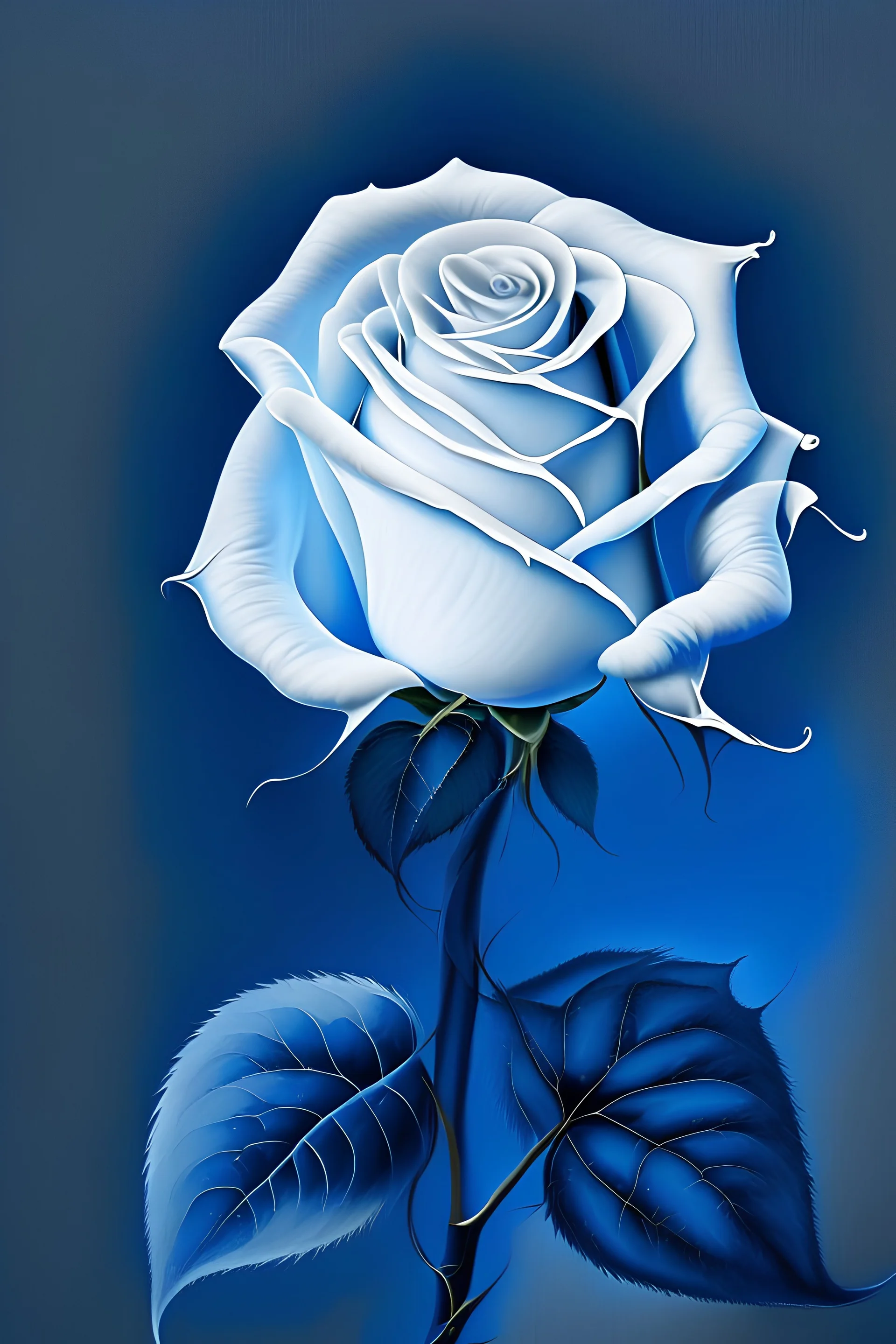 Draw me a white rose on a bleu background