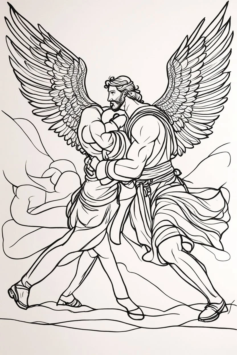 this drawing consists of a single line [la ligne Claire: drawn with a Sharpie marker] the general shape of Jacob wrestling with angel