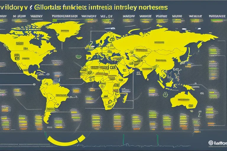 An infographic showing the interconnectedness of global financial markets. flat. without text