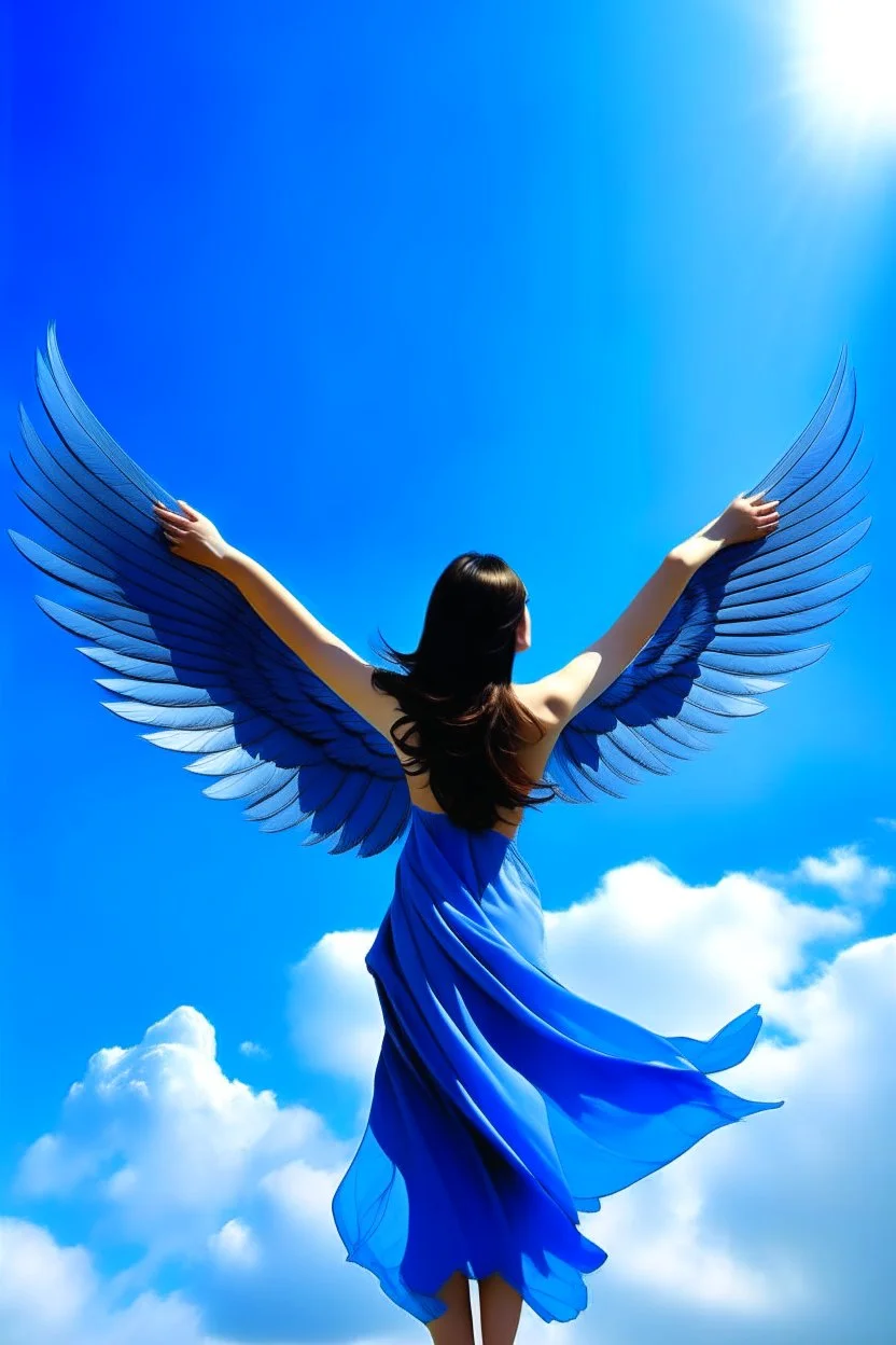 beautiful queen blue sky wings