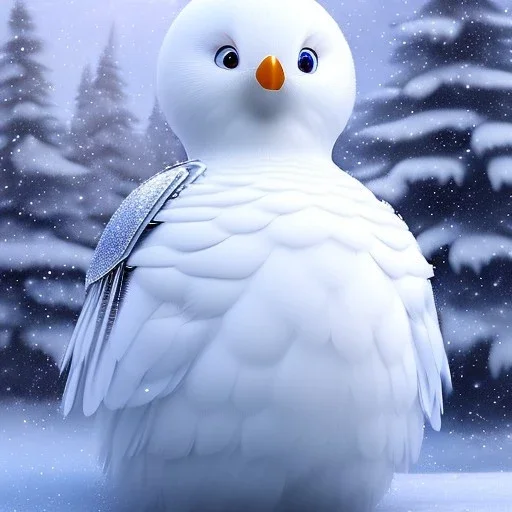 smooth hyper realistic, beautiful Japanese snow bird robot in crown, pale colors, dark cosmos background, extremely sharp detail, finely tuned detail, ultra high definition, 8 k, unreal engine 5, ultra sharp focus, accurate sword wings, positive smile, lot of details, fit within portrait, Ambiance winter, perfect composition, perfect hair, perfect hands, finger up gestures