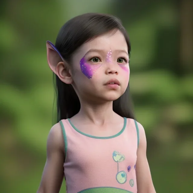 Wearing make up avatar in pandora toddler, full body, Pandora background