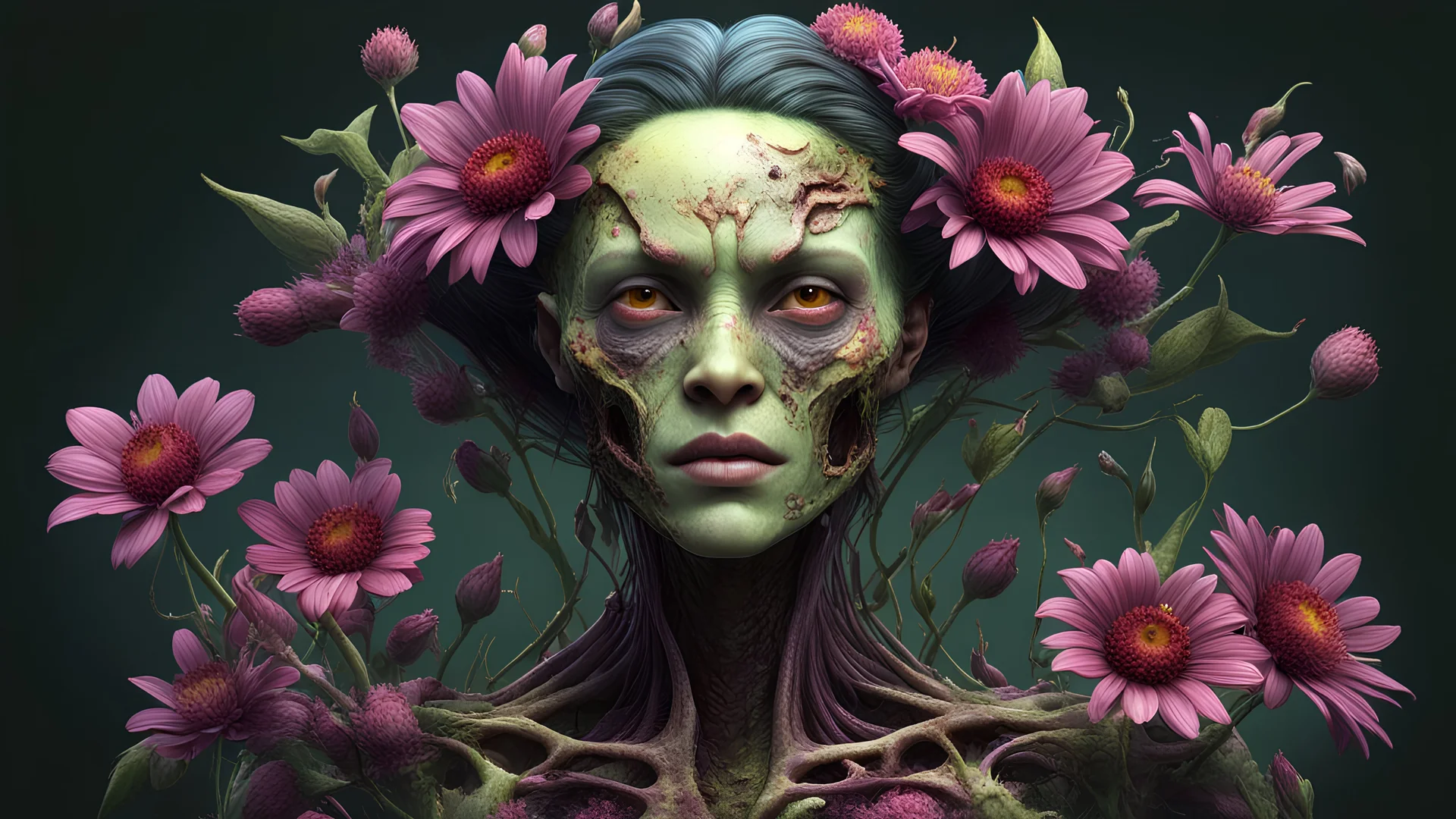 an extremely fertile, parasite-ridden woman. flowers, fertile brood 8k deformed human form, conspicuous, artful, digital art trending on artstation 8k high resolution