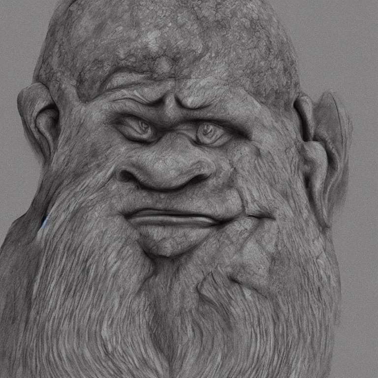 A drawn norwegian stone troll ; stable ai