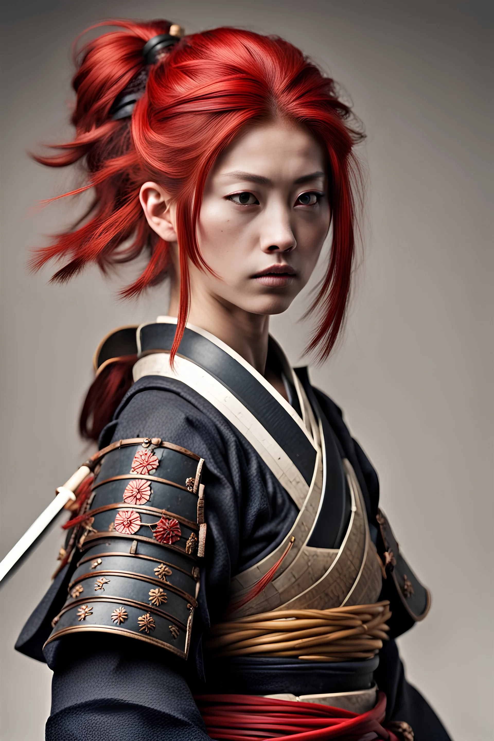 Young Female samurai with red hair (smal...