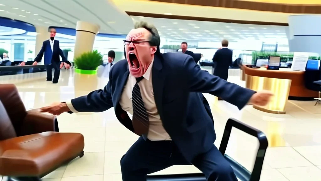 security denying man having a tantrum from airport lounge