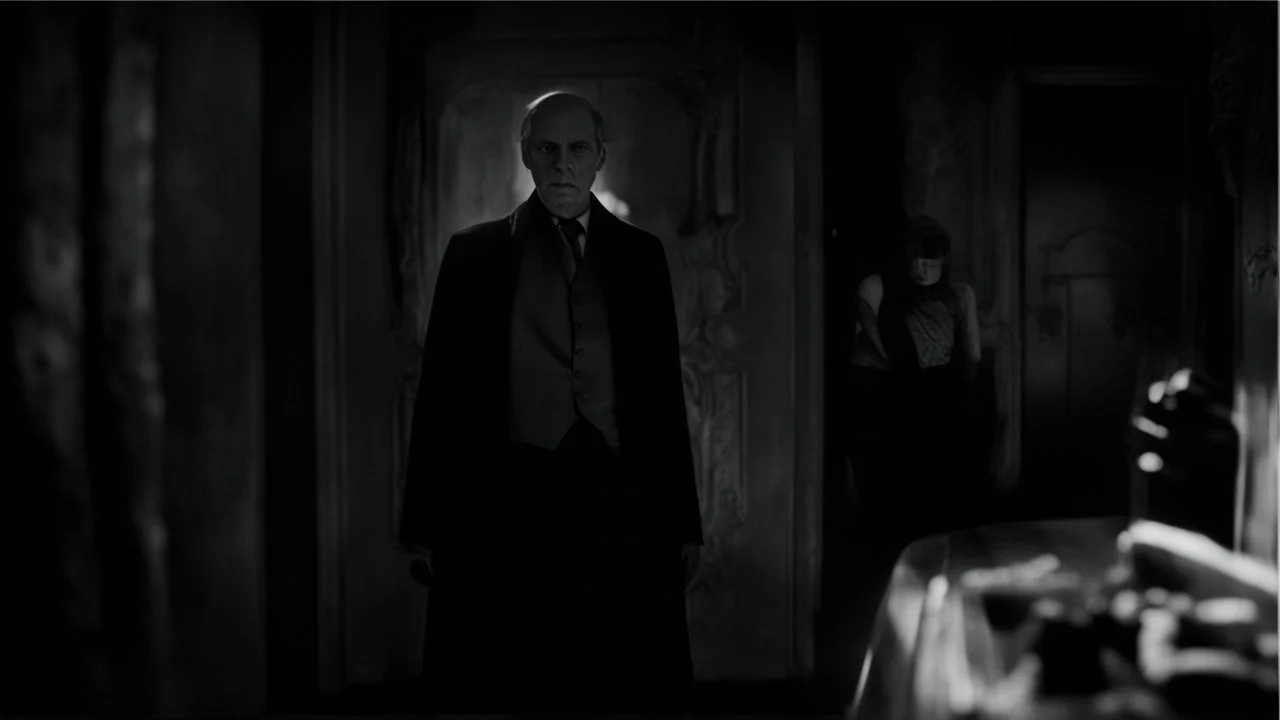 صورة الملف الشخصي هذه تمتلك تفاصيل تثير القشعريرة والخوف في نفوس من ينظرون إليها. تظهر في الصورة مشهدًا غامضًا ومرعبًا، حيث يمكن رؤية ظلال مظلمة تغطي معظم الإطار. الإضاءة مكثفة وغير متوقعة، تسلط الضوء على تفاصيل محددة في الصورة مما يعزز من الغموض. في الزاوية العلوية اليسرى للصورة، هناك ظل لشخص غير معروف يظهر بوضوح جزءًا من وجهه، وهو مكتوم في الظلام ويبدو وكأنه ينتظر شيئًا مخيفًا. تتدلى خيوط سوداء من السقف، مما يخلق تأثيرًا من الظلال المتشابكة والمرعبة. الألوان المستخدمة في الصورة محدودة ومظلمة